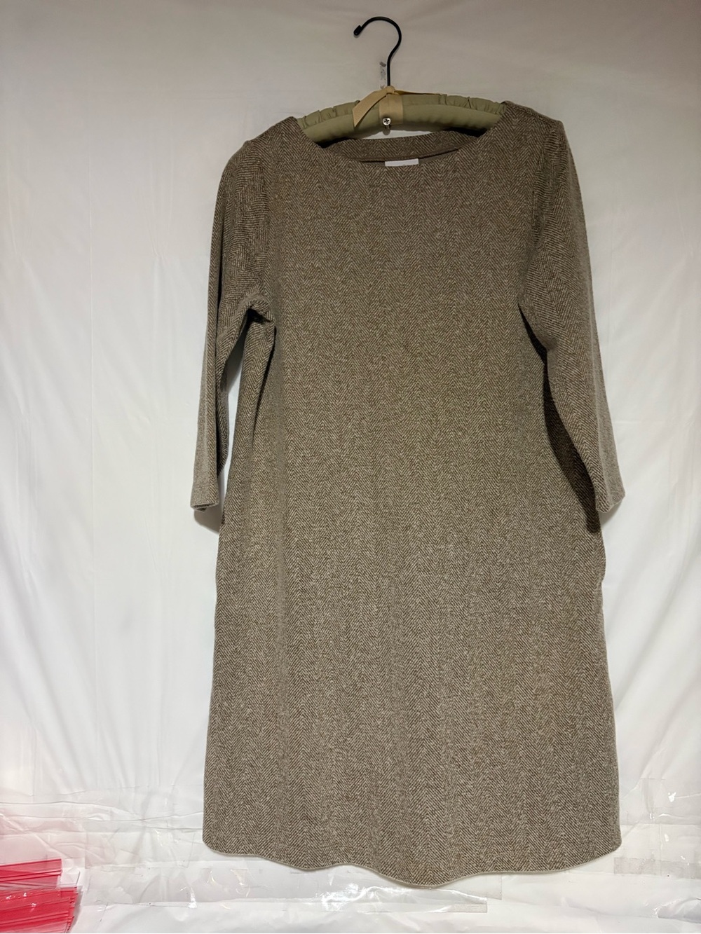 J. Jill Taupe Knit Long Sleeve Shift Dress - Picture 3 of 12